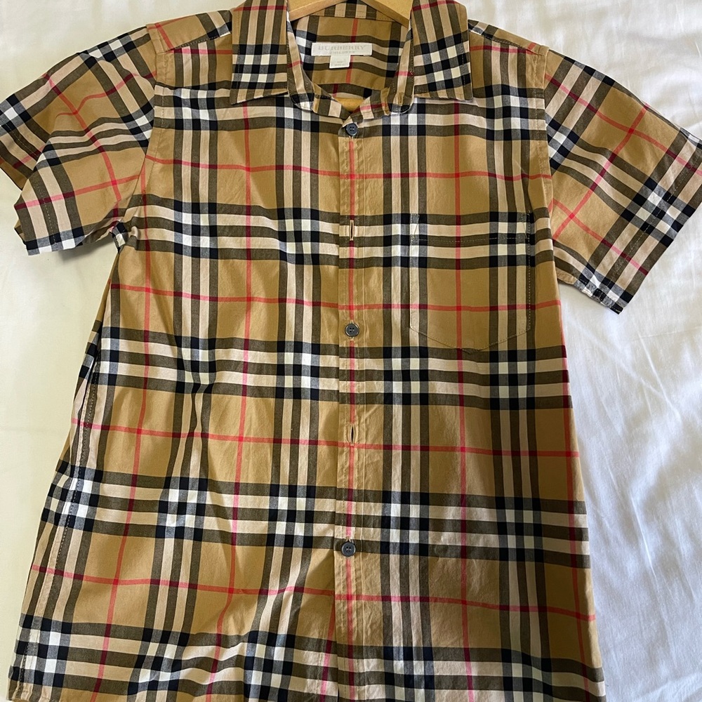 Burberry Kids Tan Checkered Shirt